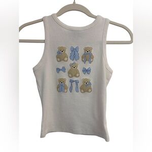 Better Together Dreamy Nights Teddy Bear Tank Top Blue Bow Boho Size Small